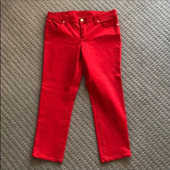 [DONATED] Tory Burch red slim cropped jeans - Picture 4 of 4